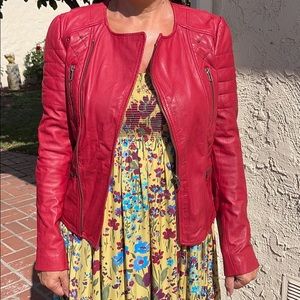 Zara Red studded faux leather jacket